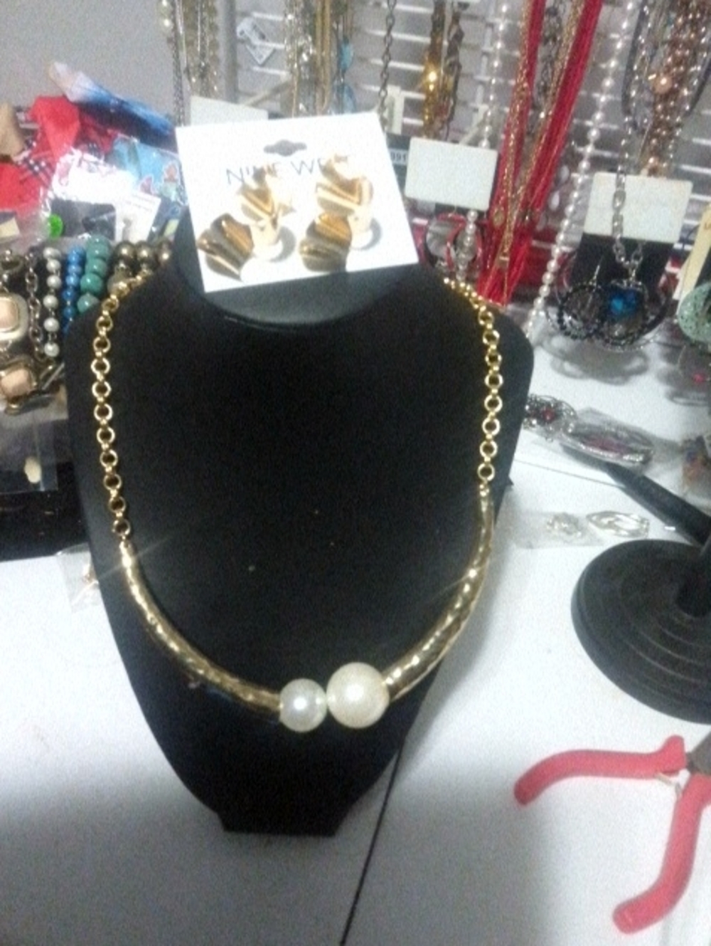 Gold Pearl Accent Necklace - Women Jewelry